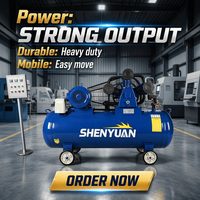 Compresseur d'air portable haute puissance Shenyuan 5,5/7,5 kW, refroidi par air, lubrifié, entraîné par courroie, avec moteur 670/900 L/min