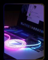 Cable USB Tipo C con Luz LED RGB Gradual, Carga Rápida de 66W 6A, Cable de Datos con Luz Intermitente para Todos los Teléfonos Inteligentes