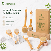 Cepillo de Baño Jarnier FSC de Bambú con Mango Largo para Masaje Corporal en Seco, Cepillo Exfoliante para Celulitis con Cerdas de Jabalí y Cuerda para Dama