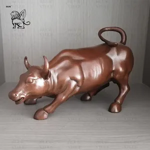 Moderne Kunst Succes Metaal Geschenken Os Dier Beeld Decor Huis Bronzen Koperen Muur Straat Stier Sculptuur Voor Kantoor Tafel