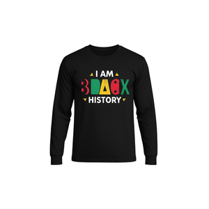 T-shirt a maniche lunghe I Am Black History, girocollo, unisex, per adulti, abbigliamento promozionale sui diritti civili - Product Image 1