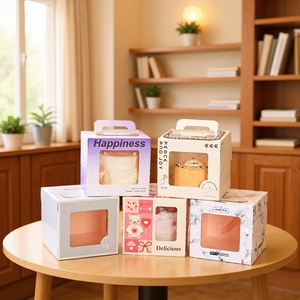 Caja para Pastel de Cumpleaños, Reutilizable, Ecológica, Transparente, de Doble Capa, con Diseño de Mármol, Impermeable y Portátil - Product Image 3