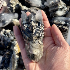 Cabeza de Dragón de Ágata Volcánica Tallada a Mano al por Mayor, <span class=keywords><strong>Piedra</strong></span> de Cristal Pulida, Modelo Artesanal para Decoración <span class=keywords><strong>del</strong></span> Hogar y Regalos - Product Image 2