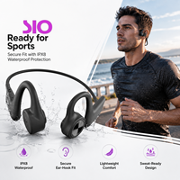 Écouteurs sans fil à conduction osseuse pour le sport, à commande vocale, étanches IPX8, Bluetooth 5.3, à fixation auriculaire