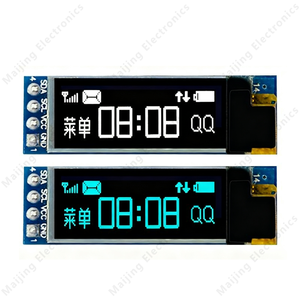 Maijing Shenzhen โมดูลการแสดงสินค้าอิเล็กทรอนิกส์0.91นิ้ว <span class=keywords><strong>I2C</strong></span> <span class=keywords><strong>OLED</strong></span> ขนาด128x32 4-PIN <span class=keywords><strong>SSD1306</strong></span>อี-กระดาษพร้อม38x12mm ติดตั้งผ่านรู - Product Image 3