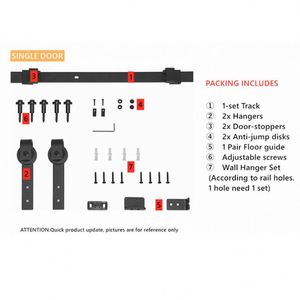 Kit de Rieles para Puerta Corredera RHETECH Negro Mate Satinado, Acero al Carbono, Fácil Instalación con Tornillos, Duradero, Moderno, para Baño - Product Image 4