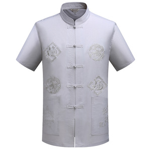 Top étnico de verano para hombre, estilo Hanfu informal, manga corta, combina con todo, traje Tang tradicional chino para ancianos de mediana edad para todos - Product Image 3