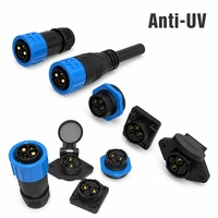 Konektor Sirkular Anti-UV Multi Kontak M23 Tahan Air IP67, Soket Panel Bulat Persegi Rhombus untuk Baterai RV