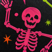 Nouvelle Arrivée : Décoration Murale Carrée en Toile LED Imprimée Halloween – Squelette Dansant Ludique et Étoile – Impression Personnalisée pour les Fêtes