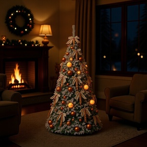 Nouveau modèle d'arbre <span class=keywords><strong>de</strong></span> <span class=keywords><strong>Noël</strong></span> <span class=keywords><strong>artificiel</strong></span> en cèdre <span class=keywords><strong>pré</strong></span>-éclairé, extensible, pliable, sur pied, personnalisé, matériaux écologiques, pour la maison - Product Image 2