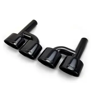 1 pair Black coated Stainless Steel h type Oval dual Exhaust Muffler Tip For BENZ C-Class AMG W204 modify car tailtips