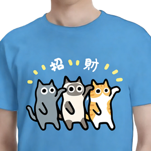 Kaos Grafis Pria Lucky Wealth Cats Gaya Maneki Neko Jepang, Kaos Lucu Bergambar Hewan, Streetwear Kasual, Atasan Lengan Pendek Katun - Product Image 6