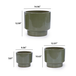 Juego de 3 macetas de cerámica con esmalte sólido de 15, 12 y 9 pulgadas de diámetro para suculentas, flores, jardín interior y exterior - Product Image 6