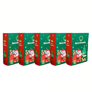 Cajas de dulces navideños, 10 unidades, diseño de Papá Noel en forma de libro de papel para regalos de fiestas navideñas - Product Image 1