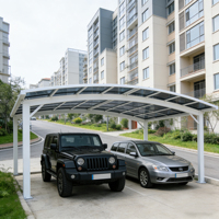 Cochera Moderna de Aluminio para 2 Autos con Techo de Policarbonato, Refugio Impermeable para Entrada de Vehículos y Garaje Residencial