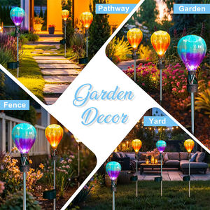 Lampu Taman Tenaga Surya Tahan Air untuk Jalur Luar Ruangan, Lampu Tiang Taman, Lampu LED Logam Dekoratif, Lentera Balon Udara Panas, Lampu Taman Tenaga Surya - Product Image 5