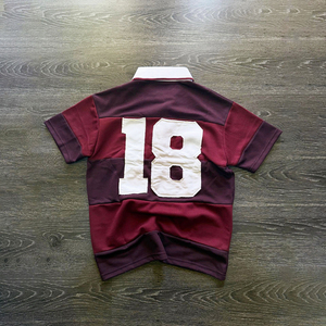Vintage Streetwear Turn-<b>Down</b> Collar Rugby Shirt Short Sleeve Striped Design 100% Cotton Men's T-Shirt Custom Print T Shirt - Product Image 2