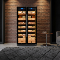 Humidor de Luxe Grand Format pour Cigares, Armoire Réfrigérée Moderne à Compresseur, Humidificateur Double Zone Contrôlé par Application, Capacité 800L, Usage Domestique