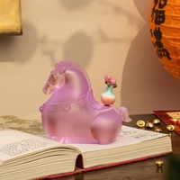 ArtFamily Sculpture de cheval en verre coulé fait main, thème animal, personnalisable, statue d'art ancien, décoration Jiangsu, Nouveauté de Noël