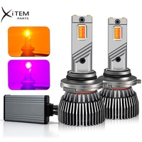 Phare de voiture 120W Ampoule LED bicolore rose jaune Feux antibrouillard H1 880 5202 PSX24W PSX26W H7 H11 9005 9006 Phare LED