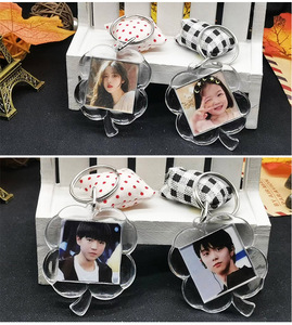Cadeau d'artisanat clair support de cadre Photo porte-clés en plastique <span class=keywords><strong>Double</strong></span> face blanc Transparent acrylique porte-clés - Product Image 2