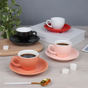 Custom Logo Arabic Ceramic Tea Milk Latte Coffee Cup and Saucer Set Porcelain Espresso Cups