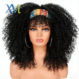Perruque bouclée Afro Bomb avec frange, en fibre synthétique, effet volumineux et crépu, pour femmes noires, <span class=keywords><strong>noire</strong></span>, sans colle, fabriquée à la machine - Product Image 5