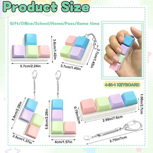 Porte-clés anti-stress style <span class=keywords><strong>Tetris</strong></span>, clavier macaron, jouet sensoriel souple pour enfants et adultes - Product Image 2