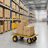 Carretilla de Plataforma Plegable de Cuatro Ruedas, Carro de Empuje Plegable con Ruedas de Goma, Capacidad de Carga de 660 Libras, Carretilla de Mano Portátil de Acero para Compras