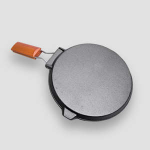 Groothandel Hoge Kwaliteit Voorgekruide Gietijzeren Grillpan met Inklapbaar Houten Handvat Grillplaat Zwarte Ronde Steak Grillpan - Product Image 4