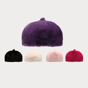 Nouveau Béret Uni pour Femme, Chapeau en Fourrure Tendance Automne Hiver, Chaud et Doux pour l'Extérieur - Product Image 1