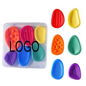 Custom Logo Screen Autism Calming Sensory <b>Fidget</b> Stone Mini 6 <b>Pack</b> Soft Worry Toys for Kids Adults Silicone Material Anxiety - Product Image 1