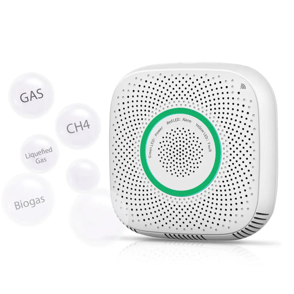 Home Automation Gas Leaks Detector WiFi Operated Gas Sensor with Sound and Light Alarms