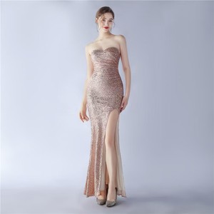 Robe de soirée blanche à paillettes pour femmes, robe maxi formelle à fente haute, taille XL, robe de soirée tube pour jeunes femmes, livraison directe - Product Image 5
