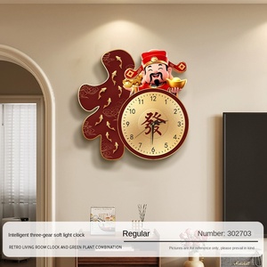Reloj de Pared Creativo Chino 2023 con Diseño Luminoso del Dios de la Riqueza, Palabra de la Suerte, Esfera Gruesa, Silencioso, <span class=keywords><strong>para</strong></span> Sala de Estar o <span class=keywords><strong>Fondo</strong></span> de TV - Product Image 6