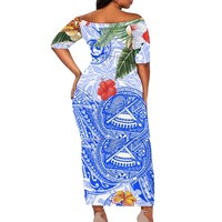 Robes décontractées bohèmes pour femmes, style polynésien Puletasi, à manches courtes, personnalisées, épaules dénudées, sexy, motif hibiscus, grandes tailles