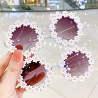 Lunettes de soleil rondes pour enfants, monture florale mignonne, protection UV400, lunettes de soleil colorées pour petites filles, vente en gros