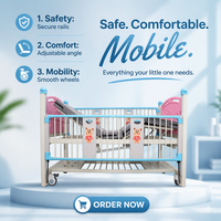 Lit médical pédiatrique mobile anti-chute à double manivelle manuel personnalisé pour enfants, idéal pour les salles d'hôpital et l'utilisation à domicile