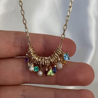 Collier Pendentif Double Goutte Ronde en Labradorite Plaqué Or Argent Sterling 925 Personnalisé Tendance Mariage