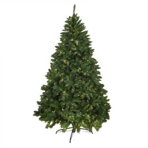Sapin de Noël artificiel classique de 6 pieds avec 450 lumières LED blanc chaud, support métallique, décoration intérieure - Product Image 1