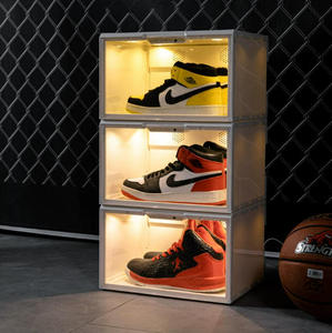 Spring Sgin Transparente Led Shoe Box clear Pmma Men Sneaker yeezy <span class=keywords><strong>Nike</strong></span> Display Cases Caja de zapatos de acrílico con luz Led - Product Image 1