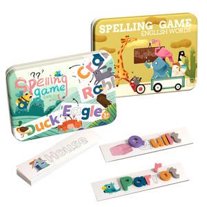 New arrival Delicate Iron Box Puzzle Eco-friendly Kids Educational English Words Funny Spelling Game Wooden