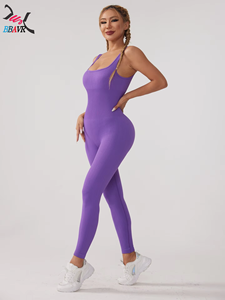 Hot New Design Gym <b>Plus</b> <b>Size</b> Jumpsuits Playsuits Bodysui Ribbed One Piece Yoga Workout Jumpsuit for Women - Product Image 5