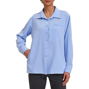 Camisa de Manga Larga para Mujer con Protección Solar UPF 50+, Secado Rápido, con Bolsillos y Cuello Marinero, para Senderismo de Verano - Product Image 2