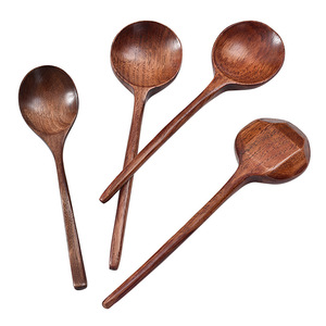 Cuillère à soupe en bois japonaise Ajisen <span class=keywords><strong>Lamian</strong></span> Noodles, cuillère à riz à long manche, personnalisation d'usine - Product Image 1