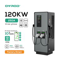 Point de recharge rapide Ovrod EV 120 kW CCS2 DC, chargeur mural double pistolet pour voitures électriques