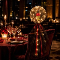 Vente flash - Ballon lumineux qui brille dans le noir - Décoration LED - Ballon à bulles - Décoration de ballon rose - Cadeau pour la Saint-Valentin - Ensemble avec fleur