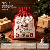 Sac en toile à cordon de serrage pour Noël, sac cadeau de Noël réutilisable, écologique, sac de rangement pour cadeaux de Noël, sac de shopping, motif personnalisé avec logo