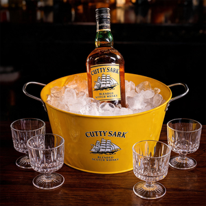 Custom Logo Yellow Oval Metal Ice <b>Bucket</b> With Two Handles Whisky Beer Cooling <b>Tin</b> for Bar Party Beverage Storage - Product Image 3