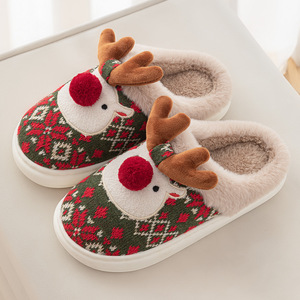 Chaussons en coton de Noël avec motif d'élan, accessoires de vêtements en fourrure chaude pour l'hiver, pour femmes - Product Image 5
